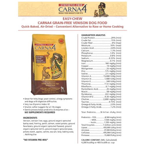 CARNA4 EASY CHEW VENISON FORMULA DOG FOOD