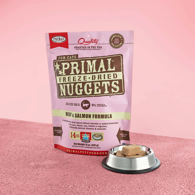 PRIMAL FELINE FREEZE-DRIED NUGGETS - BEEF & SALMON