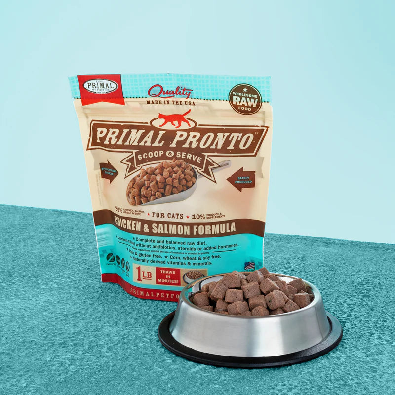 PRIMAL FELINE RAW FROZEN PRONTO - CHICKEN & SALMON