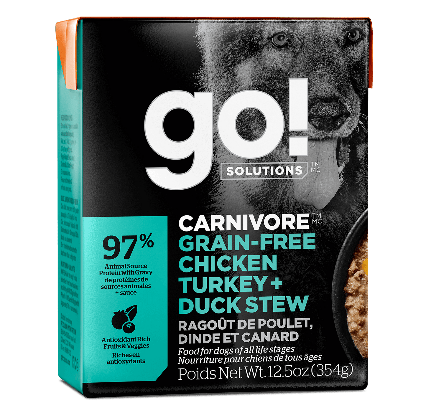 GO! SOLUTIONS CARNIVORE GRAIN-FREE CHICKEN, TURKEY + DUCK STEW