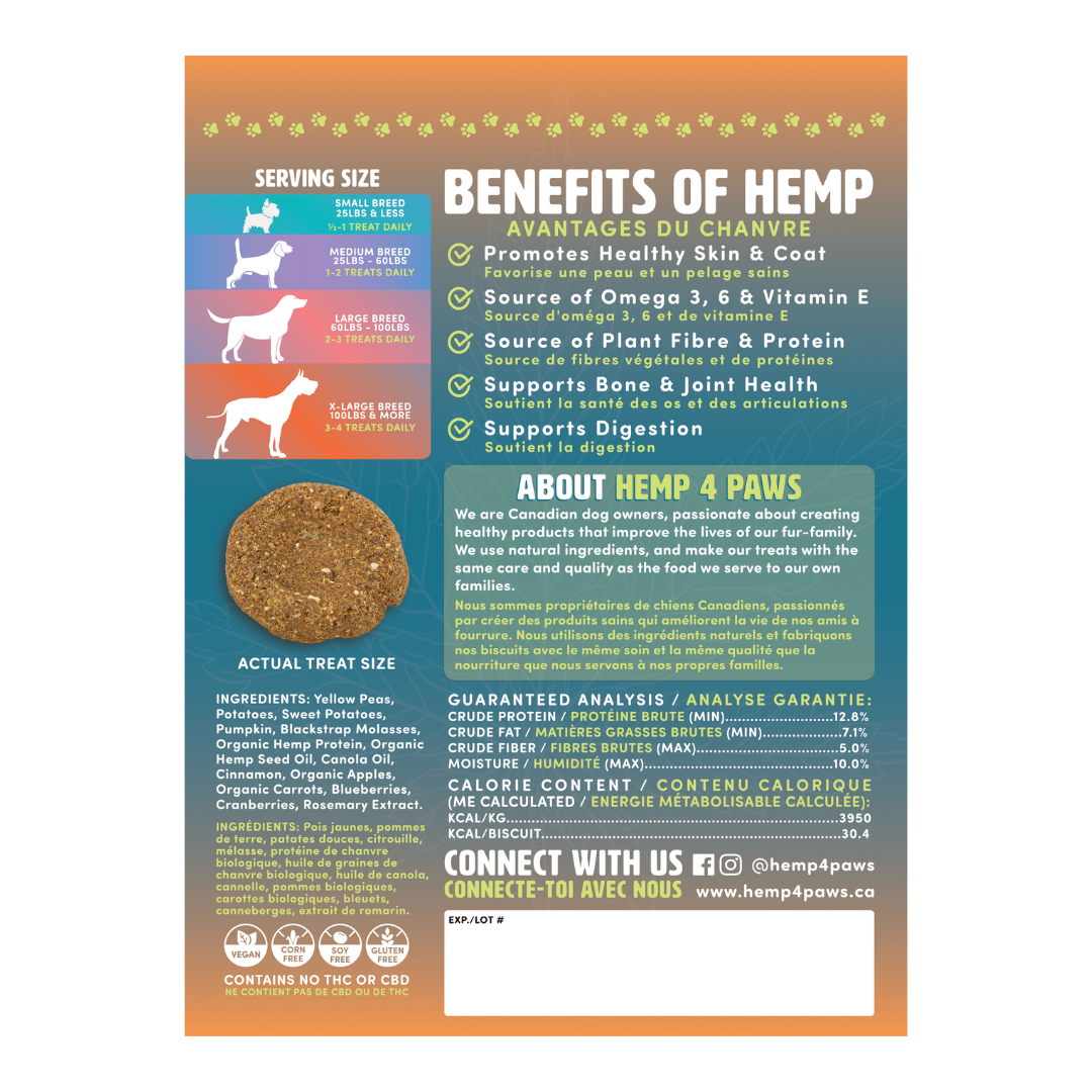 HEMP 4 TAILS DOG TREATS - PUMPKIN