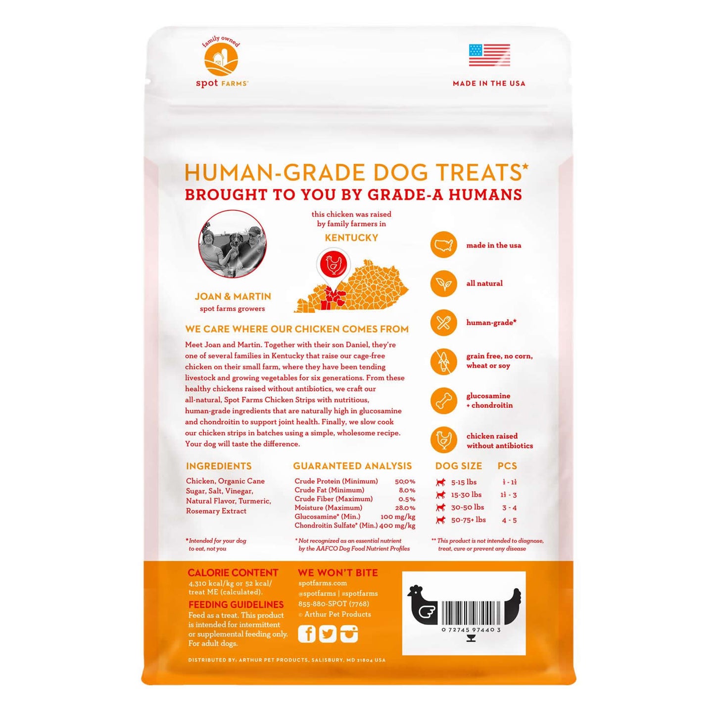 SPOT FARMS CHICKEN JERKY W/GLUCOSAMINE & CHONDROITIN DOG TREATS