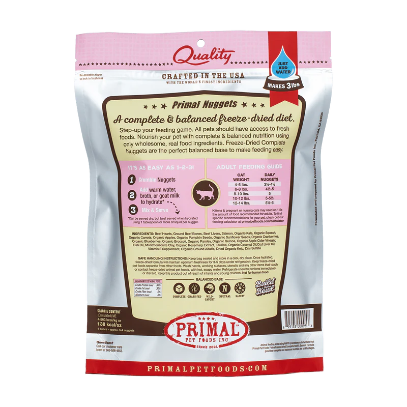PRIMAL FELINE FREEZE-DRIED NUGGETS - BEEF & SALMON