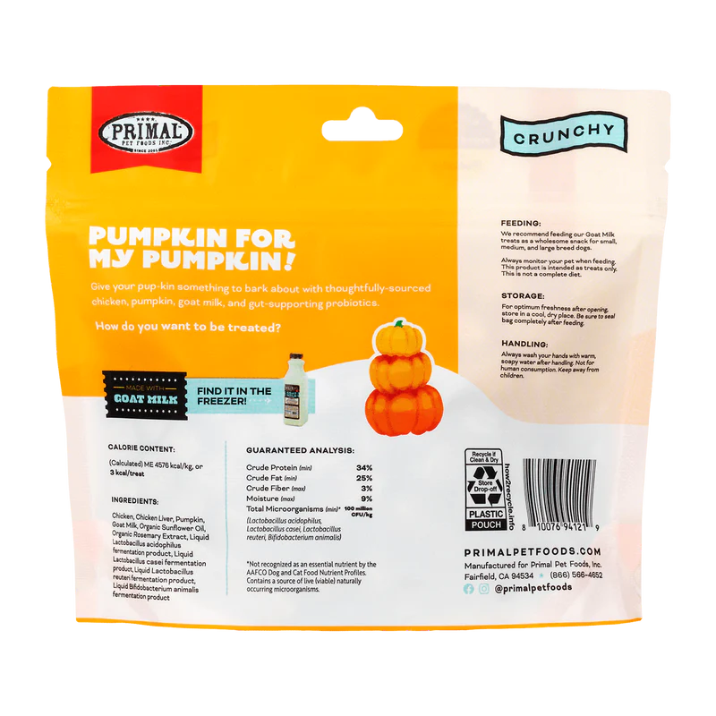 PRIMAL PUMPKIN FOR MY PUMPKIN TREAT - CHICKEN, PUMPKIN & GOAT MILK