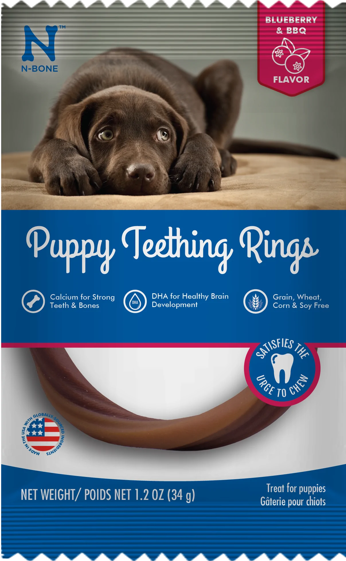 N-BONE PUPPY TEETHING RINGS GRAIN-FREE BLUEBERRY & BBQ FLAVOR
