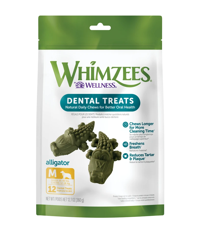 WHIMZEES DENTAL POUCHES - ALLIGATOR