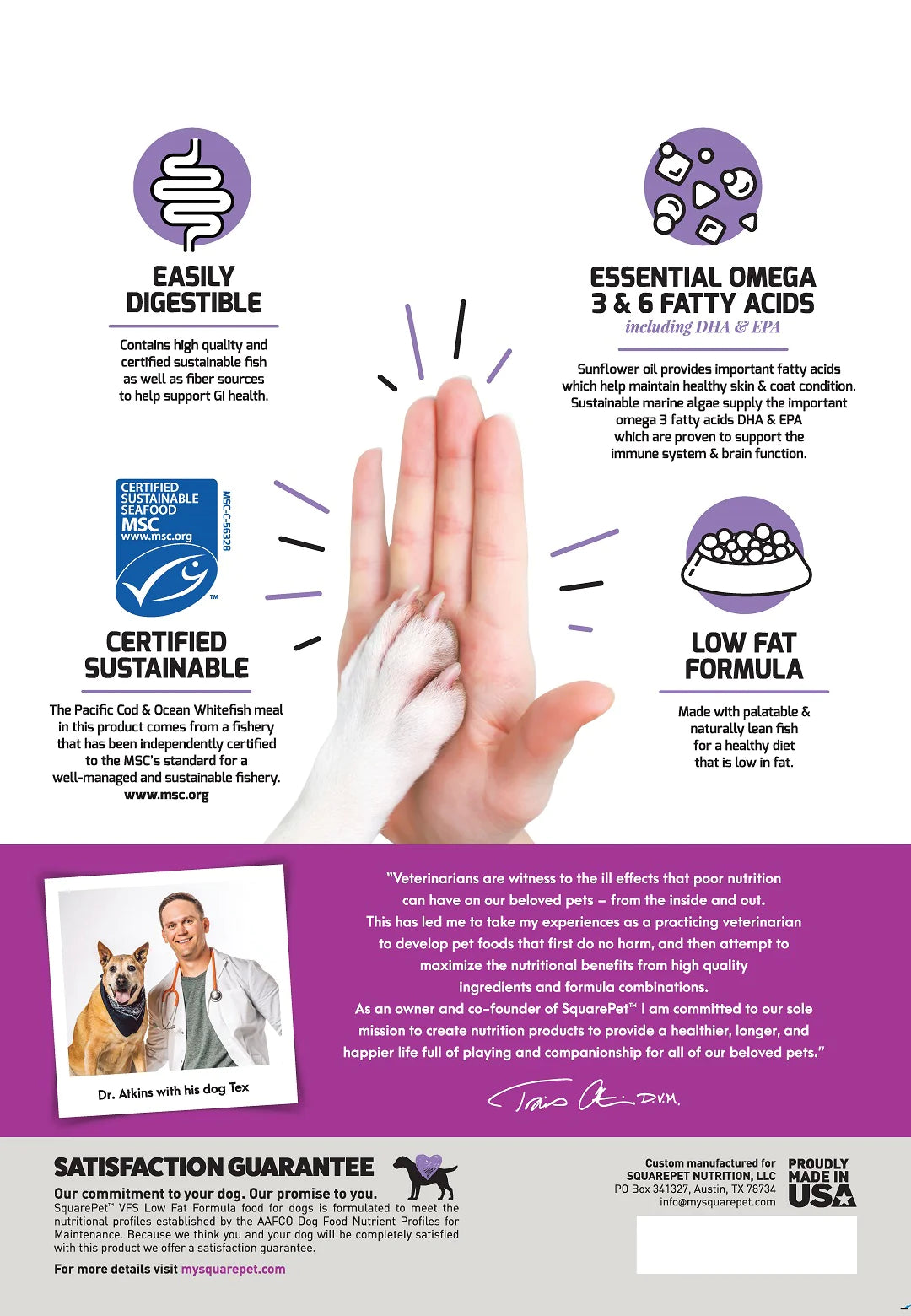 SQUARE PET VFS® LOW FAT GASTRO SUPPORT DRY DOG FOOD