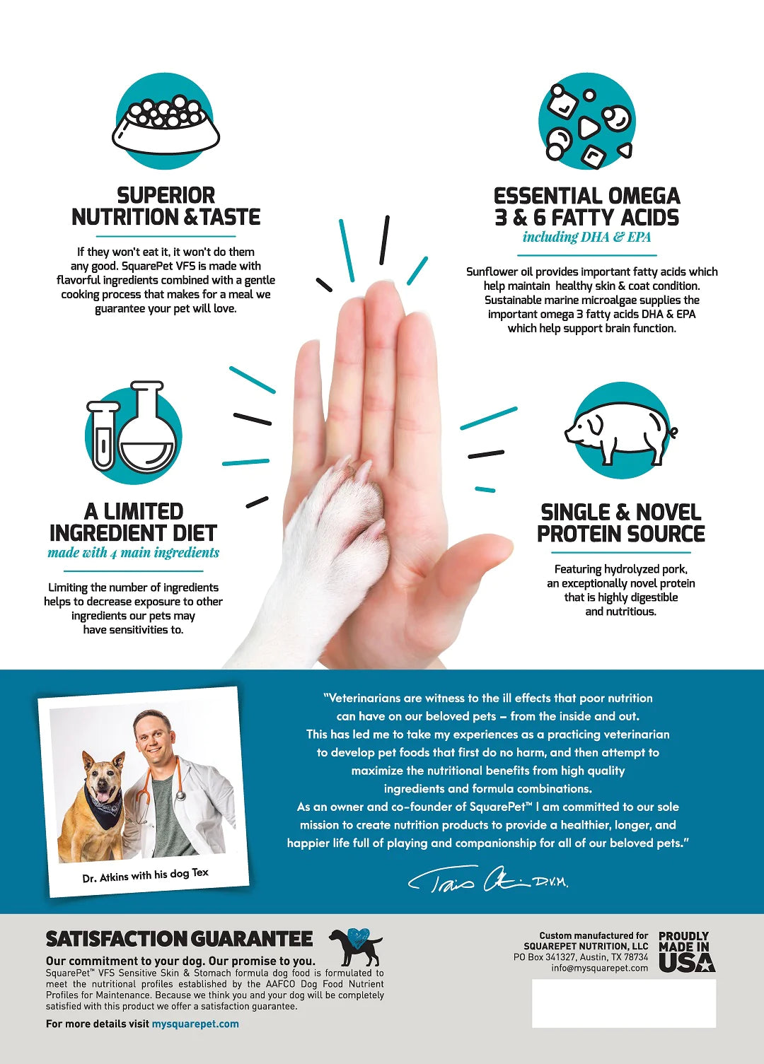 SQUARE PET VFS® SKIN & DIGESTIVE SUPPORT DRY DOG FOOD