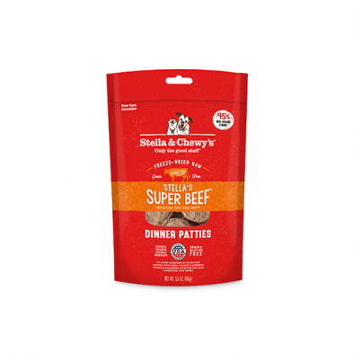 STELLA CHEWY S SUPER BEEF DINNER PATTIES FREEZE DRIED RAW DOG