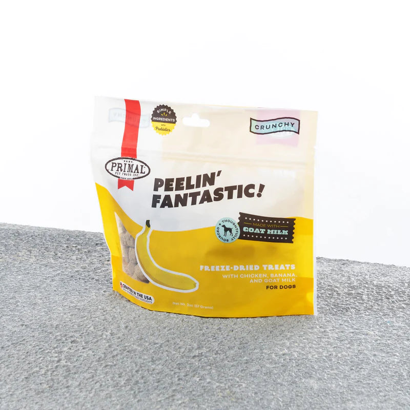 PRIMAL PEELIN' FANTASTIC FREEZE DRIED TREAT - CHICKEN, BANANA & GOAT MILK