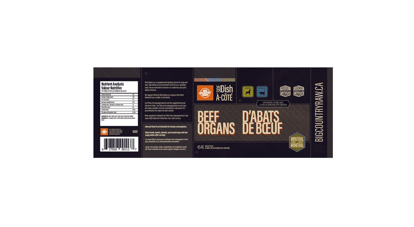BIG COUNTRY RAW SIDE DISHES - BEEF ORGAN BLEND