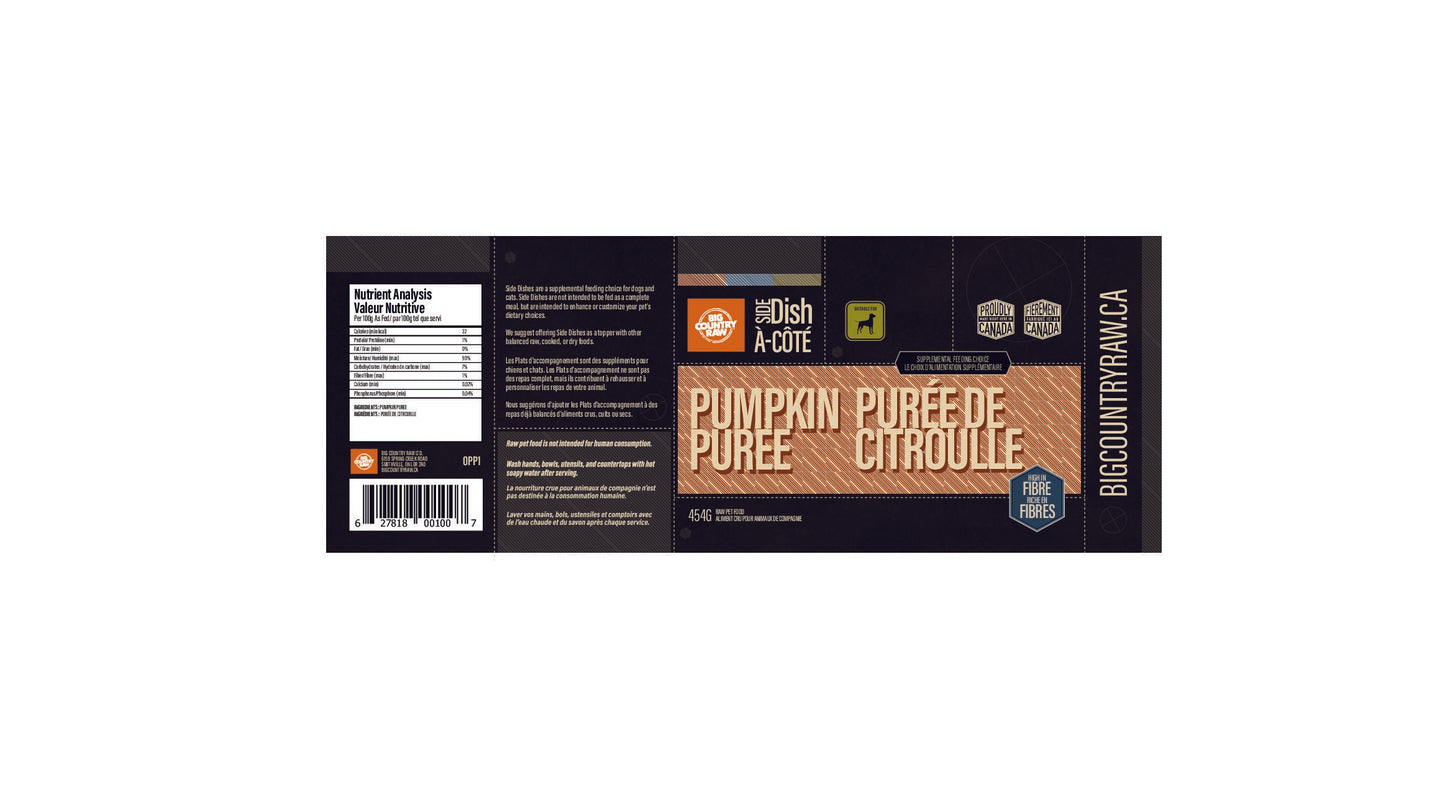 BIG COUNTRY RAW SIDE DISHES - ORGANIC PUMPKIN PUREE