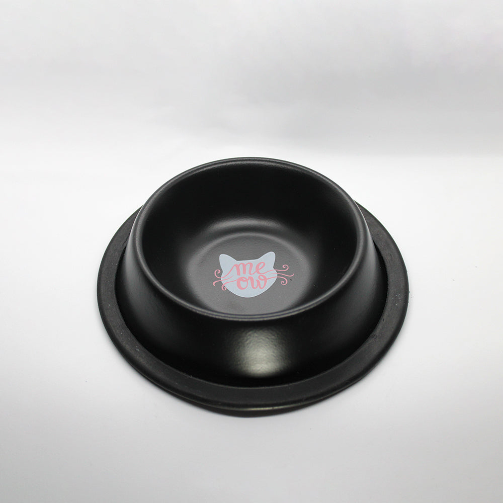 NON-SKID CAT DISH - BLACK WITH CAT DECAL