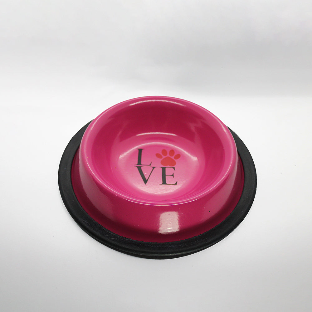 NON-SKID CAT DISH - PINK WITH PAW CAT DECAL