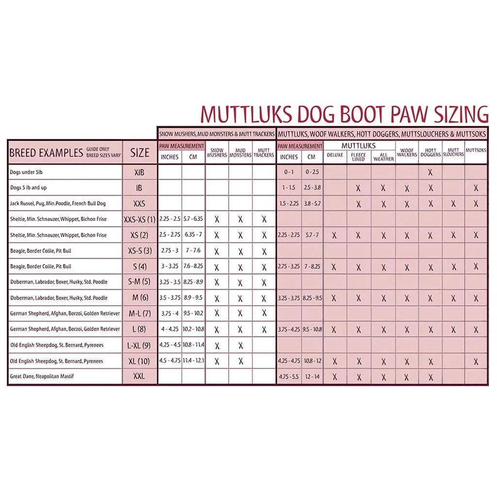 MUTTLUKS ORIGINAL FLEECE-LINED DOG BOOTS