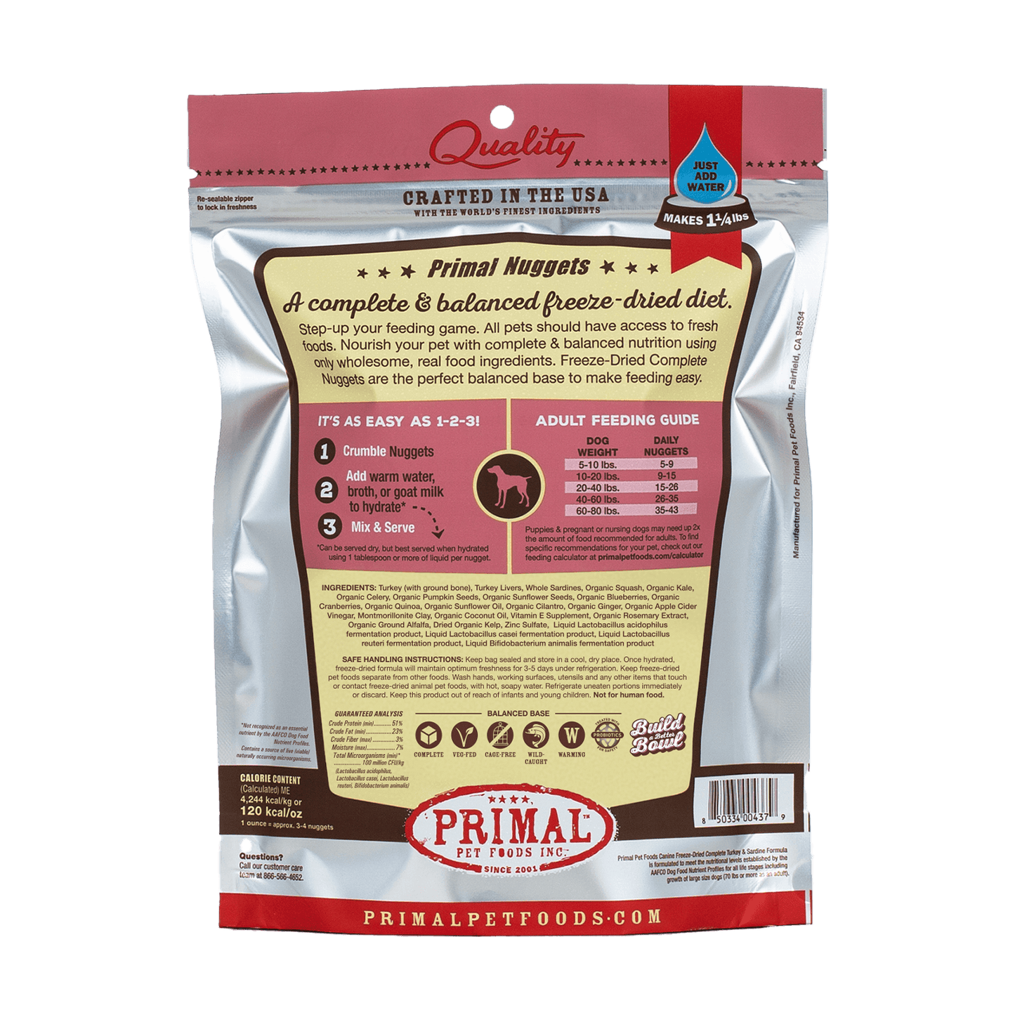 PRIMAL FREEZE-DRIED NUGGETS : TURKEY & SARDINE