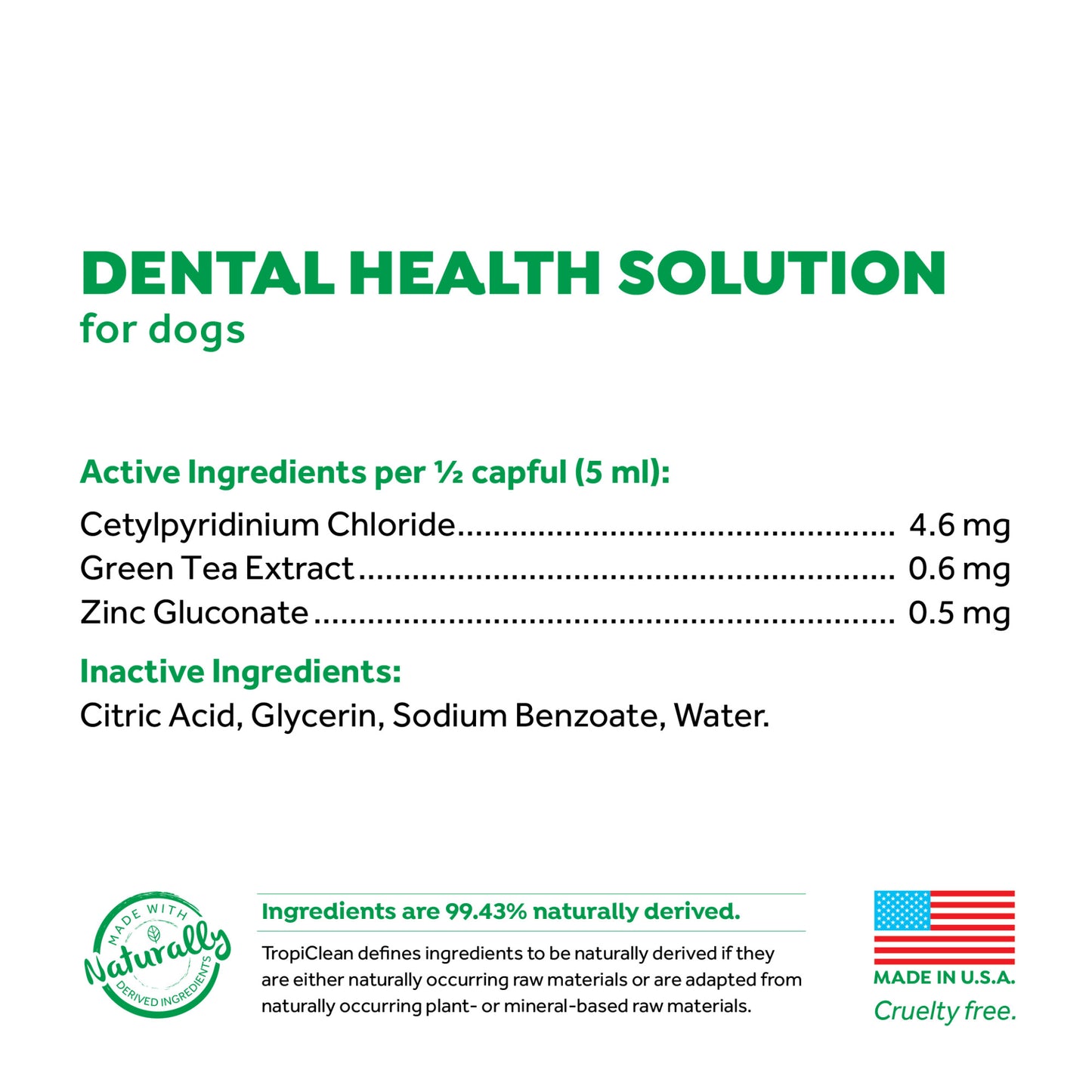 TROPICLEAN FRESH BREATH DENTAL HEALTH SOLUTION FOR DOGS