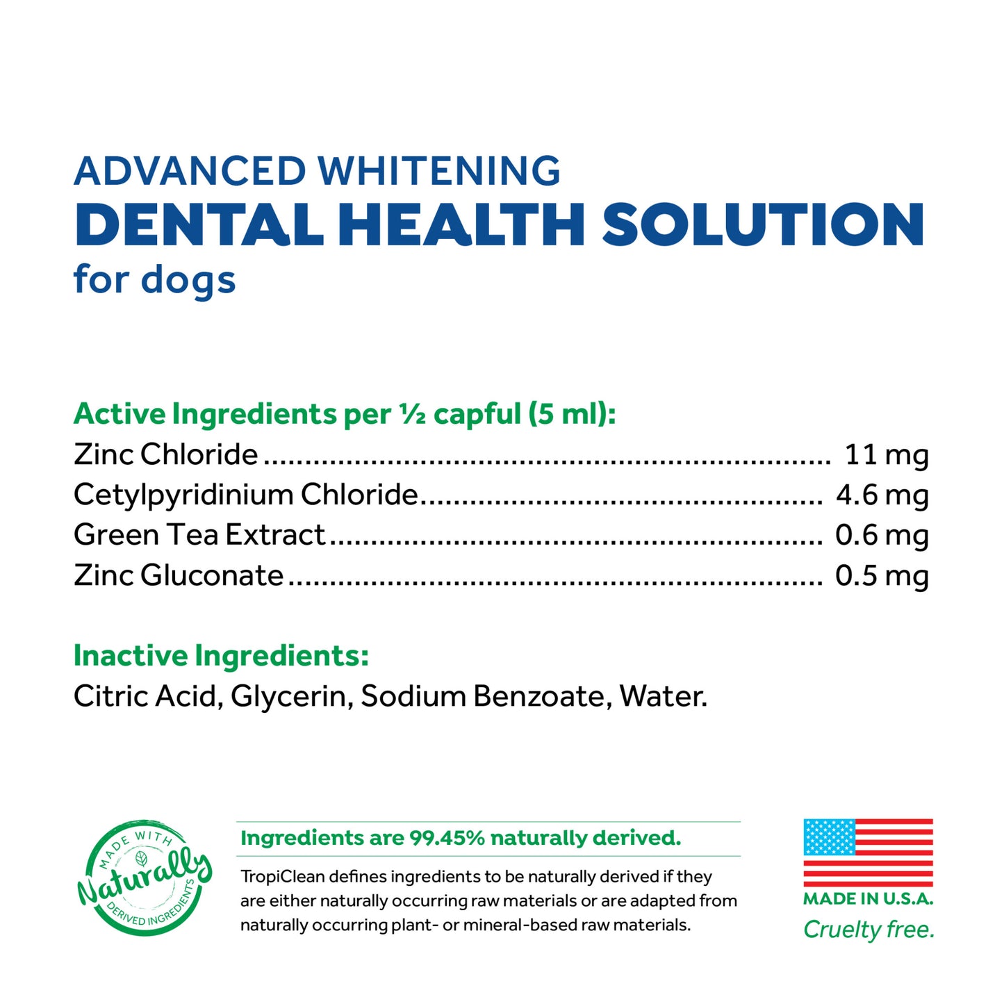 TROPICLEAN FRESH BREATH ADVANCED WHITENING DENTAL HEALTH SOLUTION