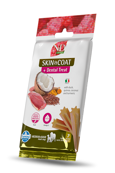 FARMINA N&D DENTAL STICKS WITH SKIN + COAT AND DUCK FOR DOGS