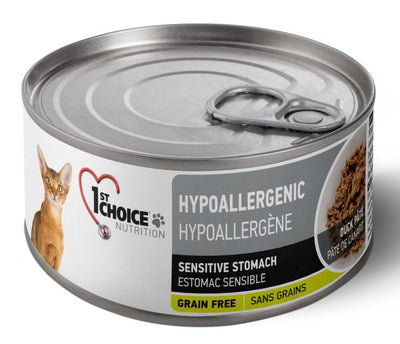 1st CHOICE ADULT HYPOALLERGENIC GRAIN FREE DUCK CANNED PATE CAT - 156G