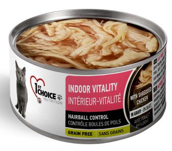 1st CHOICE ADULT INDOOR VITALITY SHREDDED CHICKEN CANNED CAT - 85G
