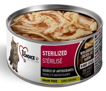1st CHOICE ADULT STERILIZED GRAIN FREE SHREDDED CHICKEN CANNED CAT - 85G
