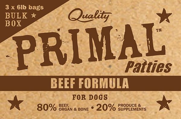 PRIMAL BULK RAW PATTIES : BEEF FORMULA 18LB BOX