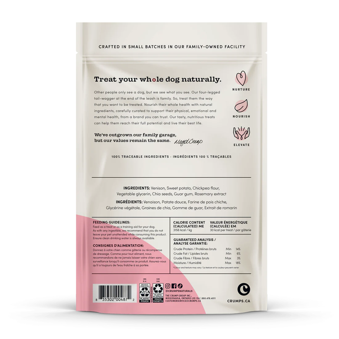 CRUMPS NATURALS VENISON CHIA JERKY DOG TREATS