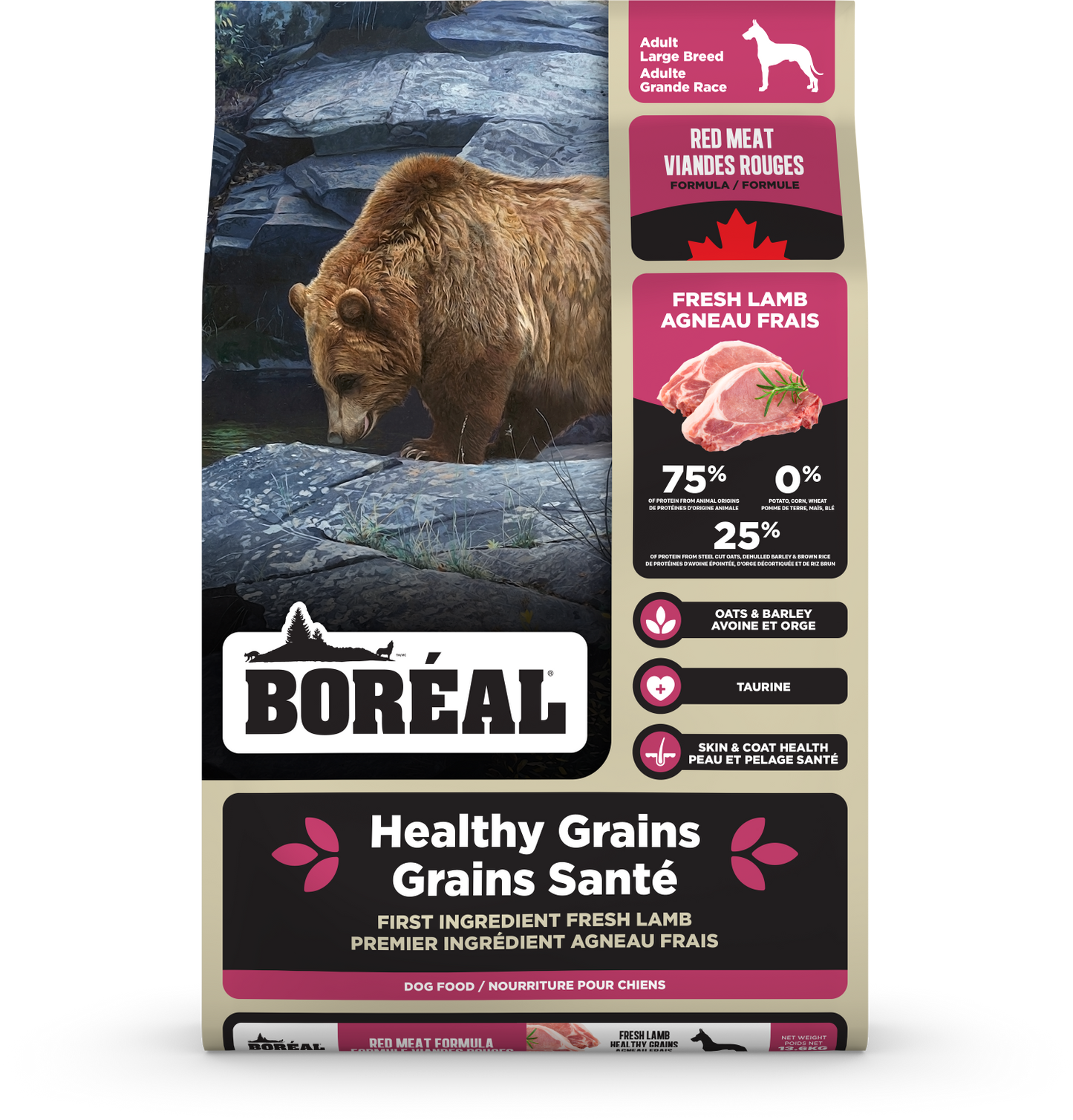 BORÉAL HEALTHY GRAINS LARGE BREED RED MEAT DOG FOOD : 30LB