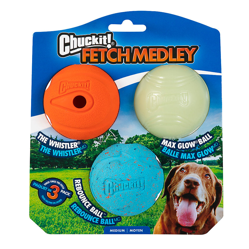 CHUCK IT! FETCH MEDLEY BALL DOG TOYS - 3 PACK