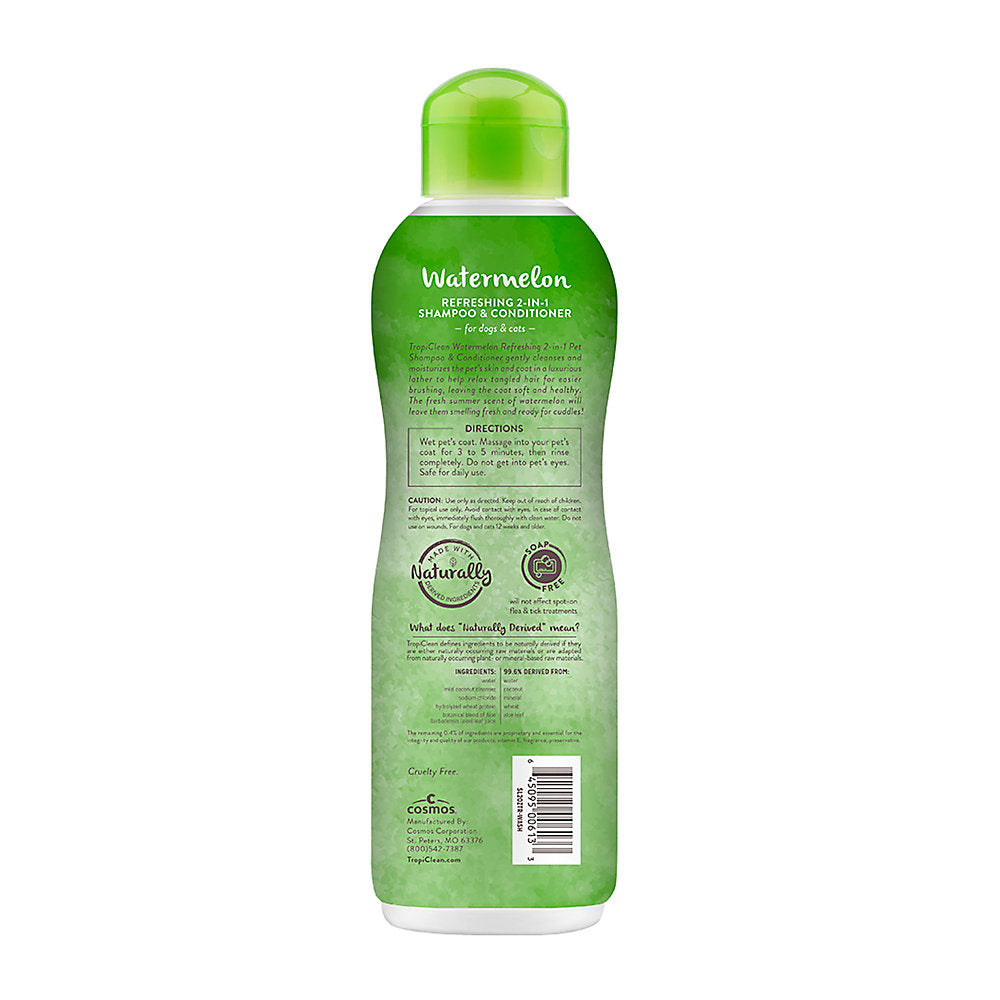 TROPICLEAN WATERMELON REFRESHING 2-IN-1 SHAMPOO FOR DOGS & CATS