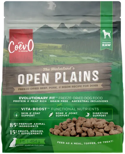 COEVO™ THE HINTERLANDS OPEN PLAINS FREEZE DRIED RAW FOOD FOR DOGS - RAW BEEF, PORK & BISON RECIPE