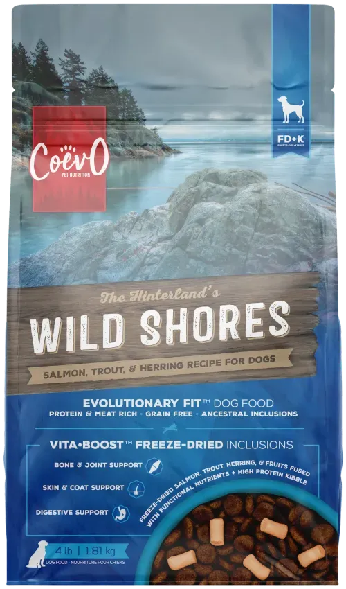 COEVO™ THE HINTERLANDS WILD SHORES FD+K™ FREEZE DRIED + KIBBLE FOOD FOR DOGS - SALMON, TROUT AND HERRING RECIPE