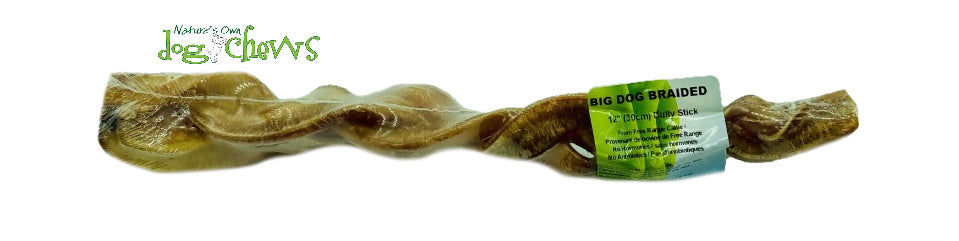 NATURE'S OWN 12'' BIG DOG BRAIDED BULLY STICK   (ODOUR-FREE)