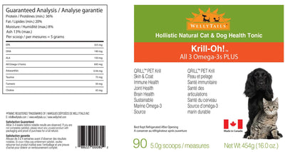 WELLYTAILS KRILL OH OMEGA  3S DOG 454 G