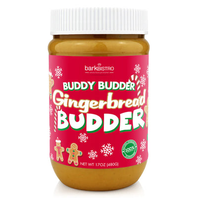 BARK BISTRO BUDDY BUDDER HOLIDAY GINGERBREAD PEANUT BUTTER FOR DOGS