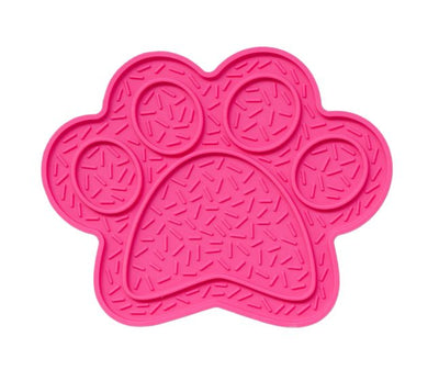 Dexypaws Paw Print Enrichment Licking Mat, Pink Cat & Dog