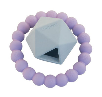Dexypaws 2 Piece Aggressive Ring and Geometric Treat Dispenser Set, Lilac and Sky Blue Dog
