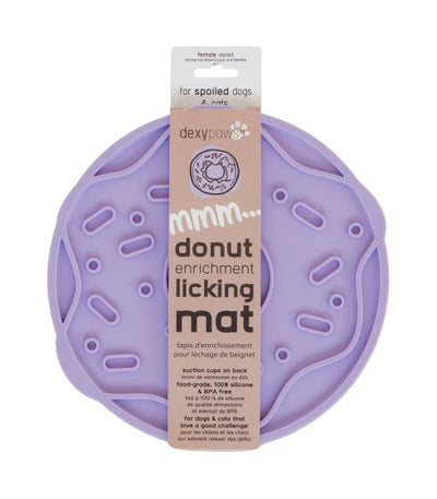Dexypaws Mmm Donut Enrichment Licking Mat, Mauve Purple Cat Dog 1pc