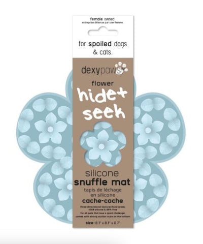 Dexypaws Flower Hide and Seek Silicone Snuffle Mat, Sky Blue Cat & Dog