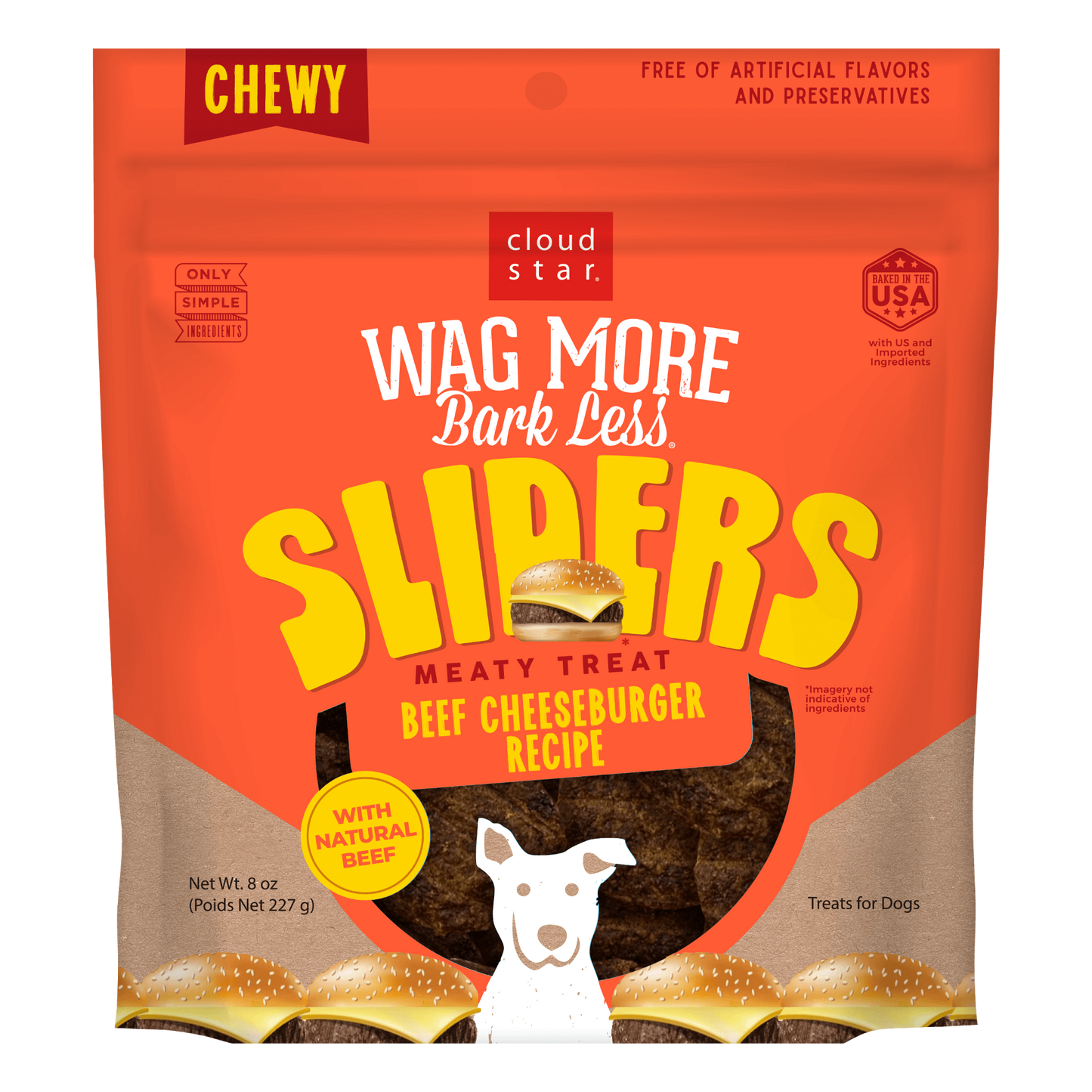 CLOUD STAR WAG MORE BARK LESS® SLIDERS BEEF CHEESEBURGER DOG TREATS