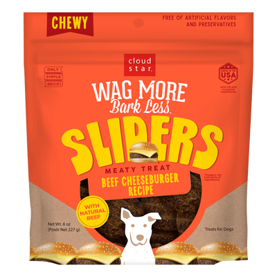 CLOUD STAR WAG MORE BARK LESS® SLIDERS BEEF CHEESEBURGER DOG TREATS