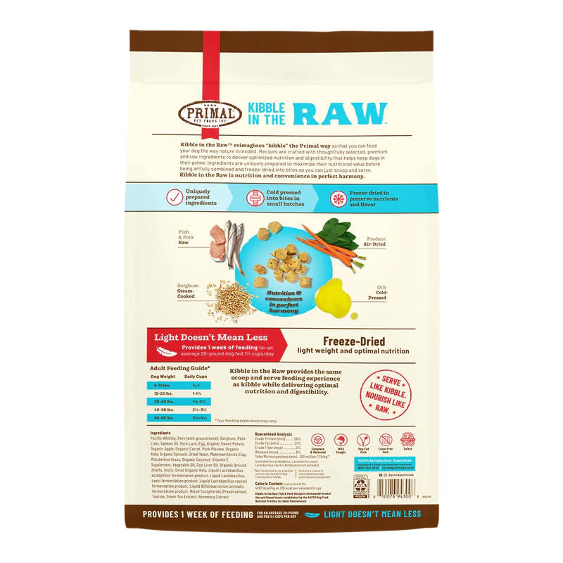 PRIMAL KIBBLE IN THE RAW : FISH & PORK RECIPE