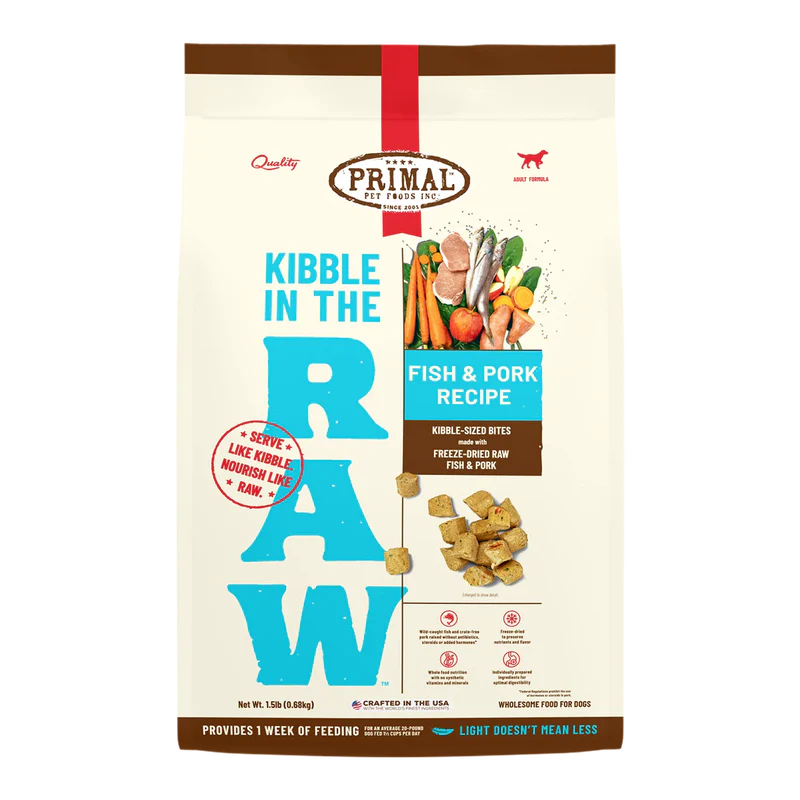 PRIMAL KIBBLE IN THE RAW : FISH & PORK RECIPE