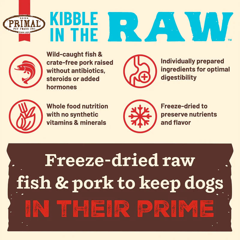 PRIMAL KIBBLE IN THE RAW : FISH & PORK RECIPE