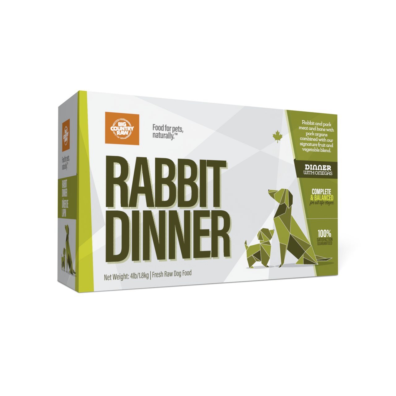 BIG COUNTRY RAW DINNER CARTON - RABBIT DINNER 4 LB
