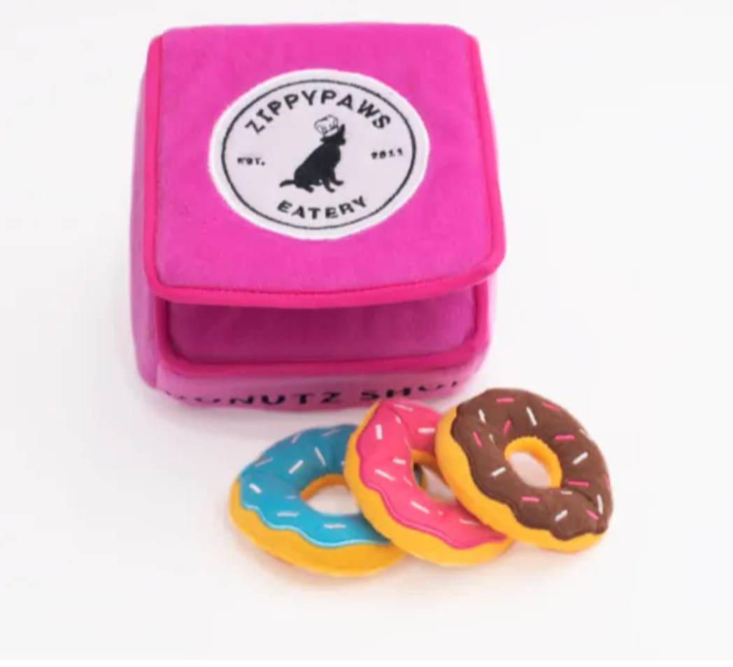 ZIPPY PAWS BURROW DOG TOY - DONUTZ BOX