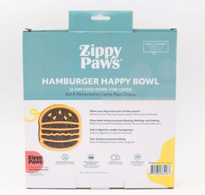 ZIPPY PAWS HAPPY DOG BOWL - HAMBURGER