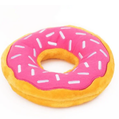 ZIPPY PAWS JUMBO DONUTZ DOG TOY - STRAWBERRY