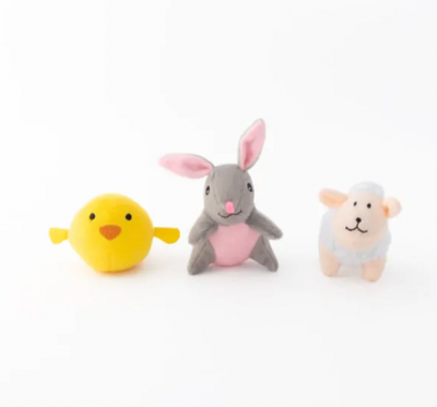 ZIPPY PAWS ZIPPY BURROW DOG TOY - MINIZ EASTER FRIENDS 3-PACK